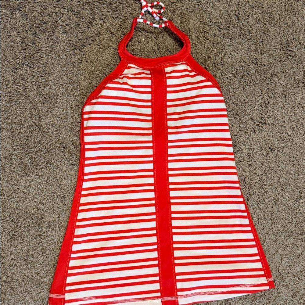 Lululemon Athletica Red Striped Tank Top